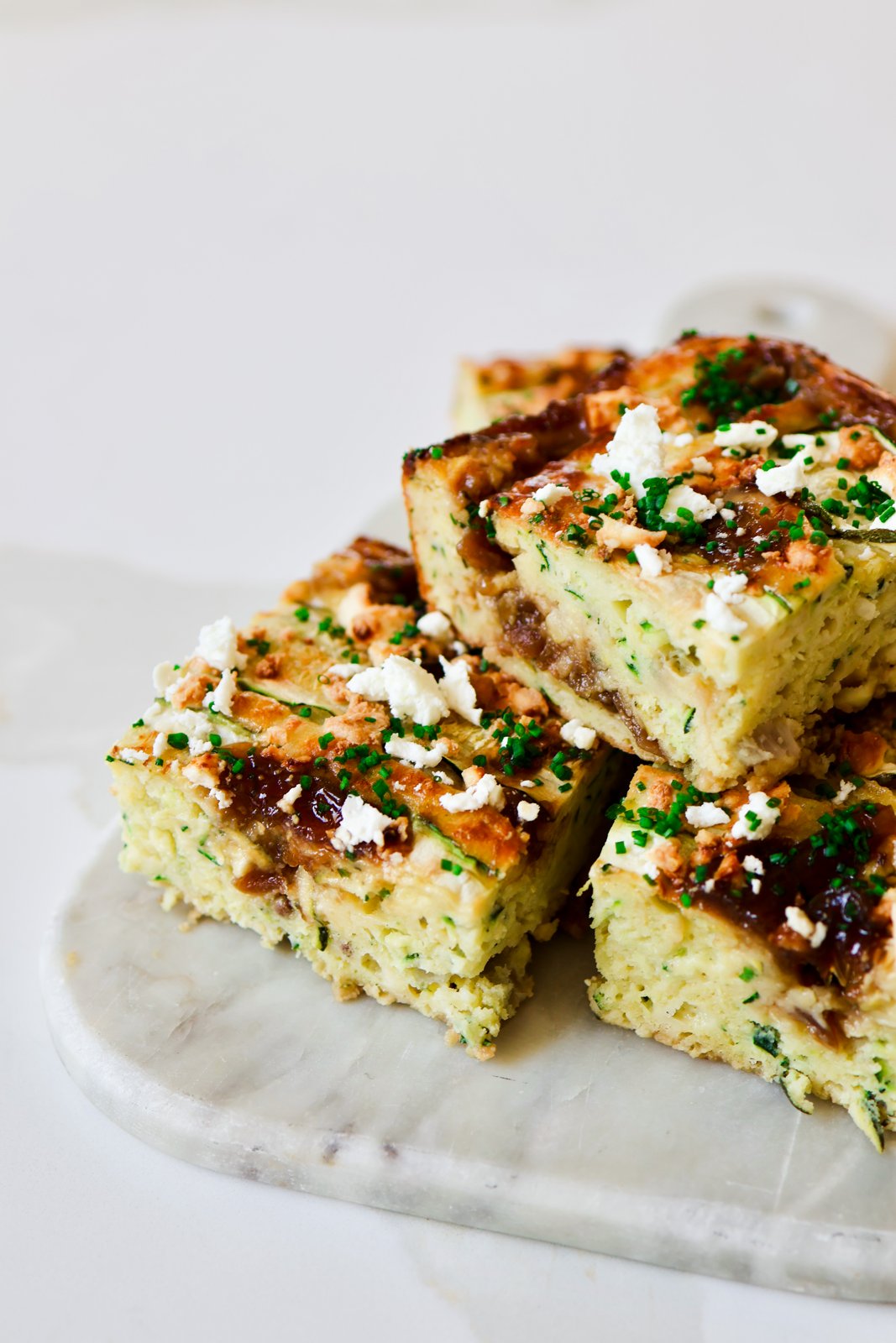 Caramelised Onion Feta Zucchini Slice